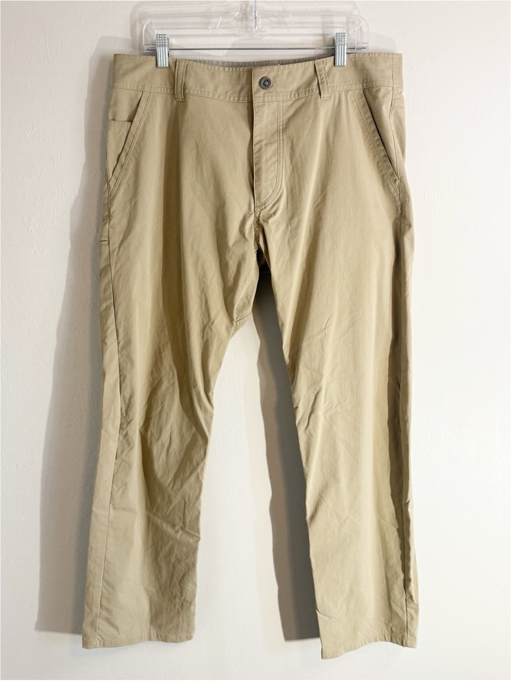 KUHL Men’s Beige Khaki REVOLT 5090 Pants Slim Stretch Cotton Blend Sz 36” X 30”